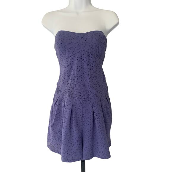 Blue and Black Strapless Romper - Picture 1 of 5